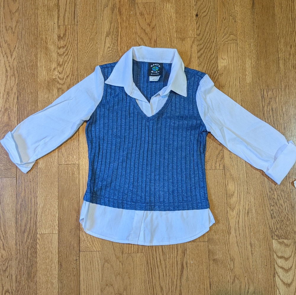 Mock layer sweater shirt
